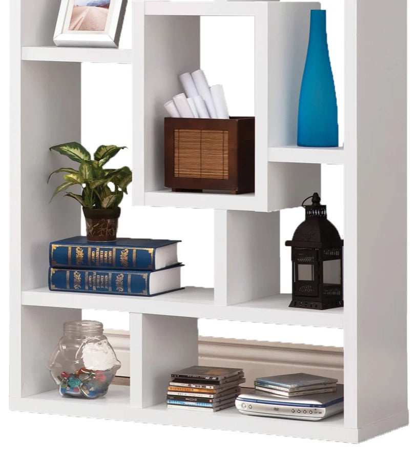 Benzara BM156225 Fantastic Geometric Cubed Rectangular bookcase, White