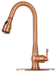 Pull Down Kitchen Faucet With Deck Plate, Single Level Solid Brass Sink Faucets,