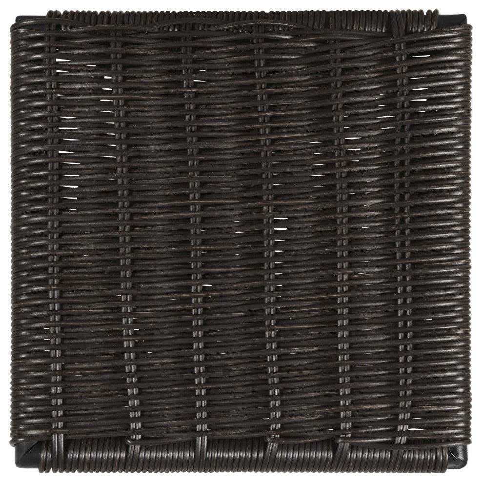 Dacy Faux Rattan Metal Dining Side Chair Brown, Set of 2