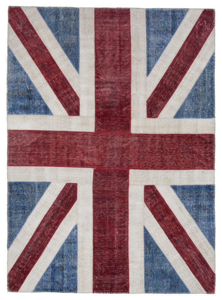 Rug N Carpet - Hand-knotted Anatolian 5' 8'' x 7' 10'' Flag Patchwork Rug