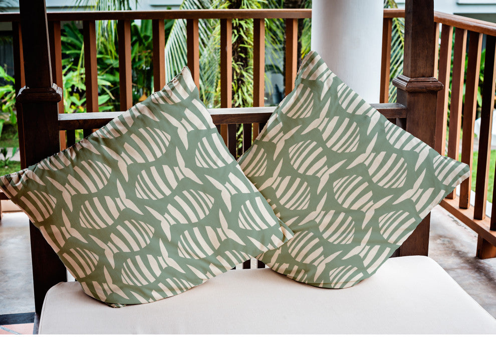 20x20" Swimming School Nautical Indoor/Outdoor Throw Pillow, Sage