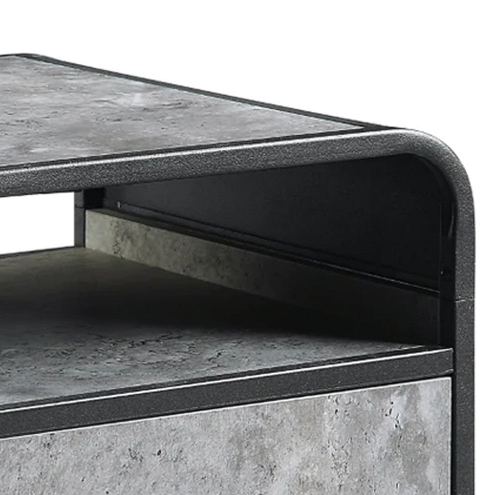 Benzara BM276255 22" Modern End Table With 1 Drawer, Metal Handles, Gray/Black