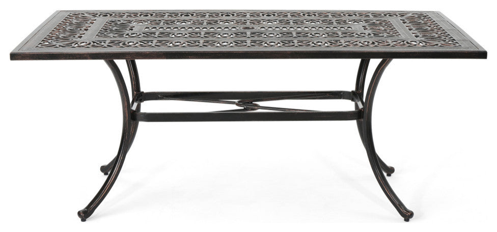 Joyce Outdoor Rectangular Cast Aluminum Dining Table