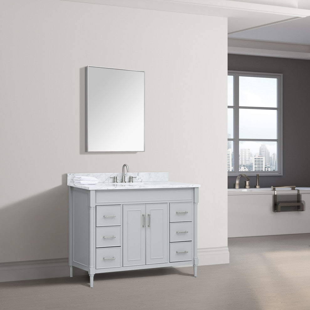Avanity Bristol 48" Vanity Combo in Light Gray and Carrara White Marble Top