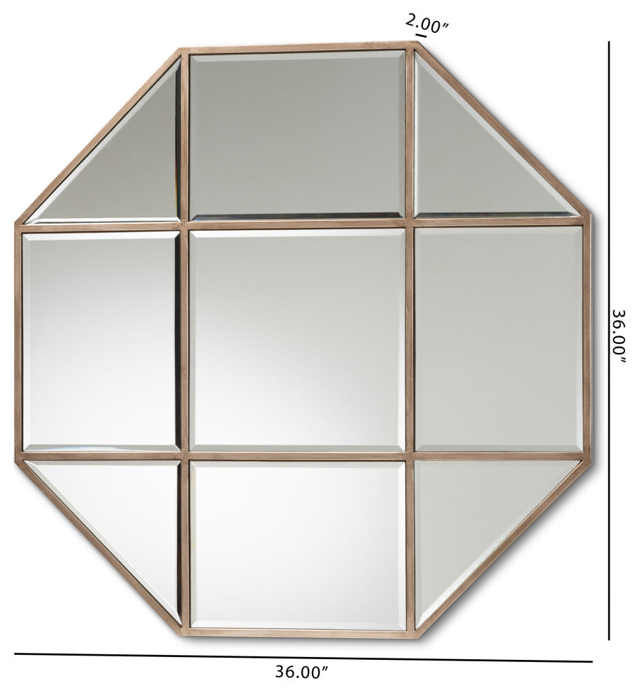 Enora Modern Antique Bronze Finished Metal Geometric Accent Wall Mirror