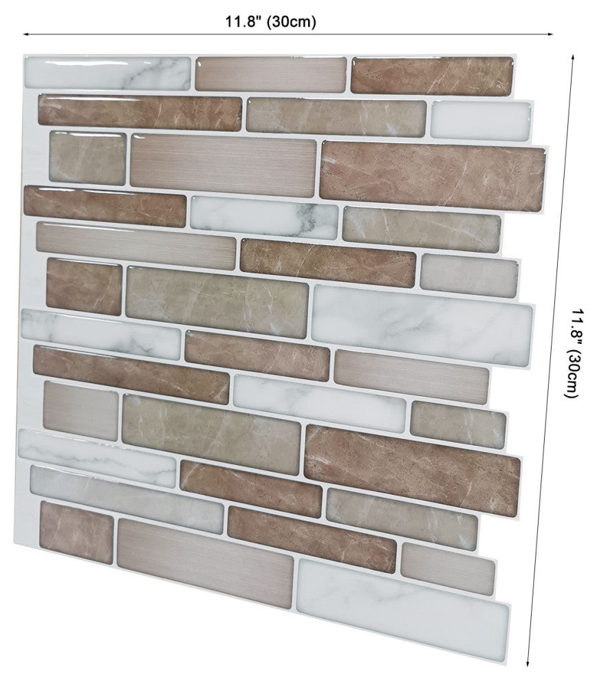 12"x12" Peel and Stick Backsplash Kitchen Wall Tiles in Marble, A17hz013