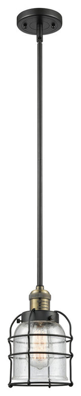 Small Bell Cage 1-Light Mini Pendant, Black Antique Brass, Seedy