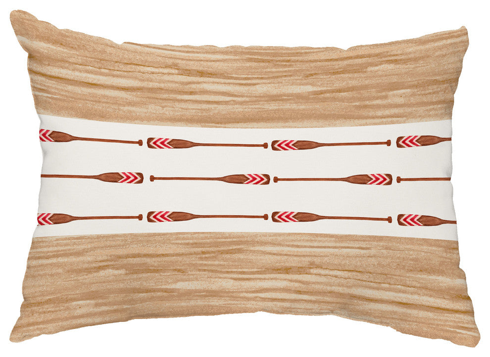 Oar Stripe Center 14"x20" Decorative Stripe Outdoor Pillow, Ivory