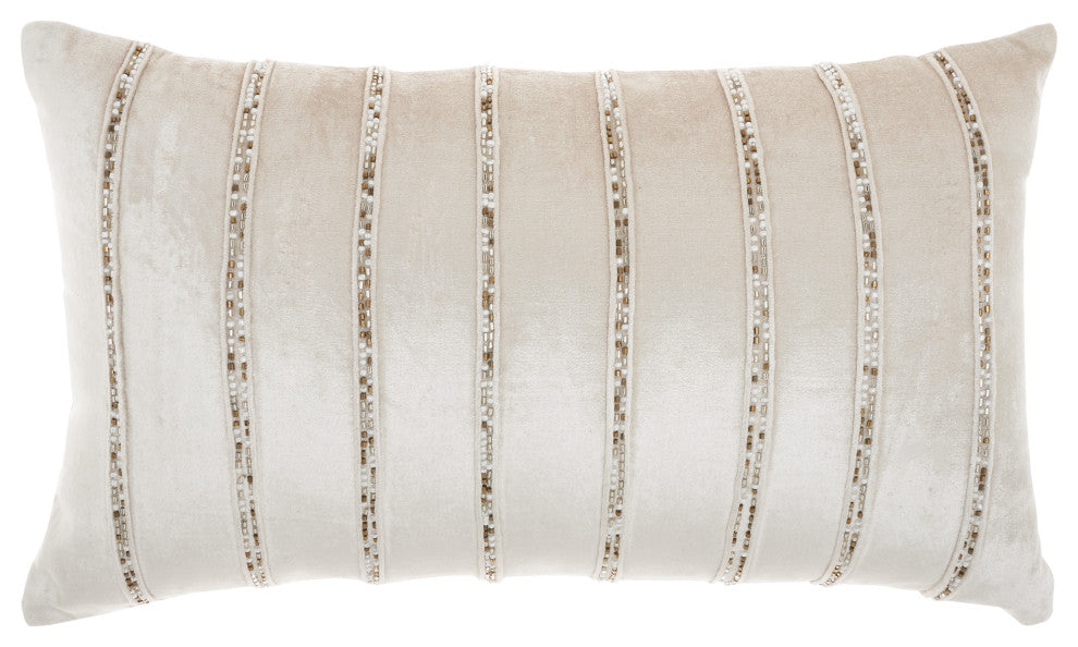 Mina Victory AZ217 Throw Pillow, Beige, 12" x 21"
