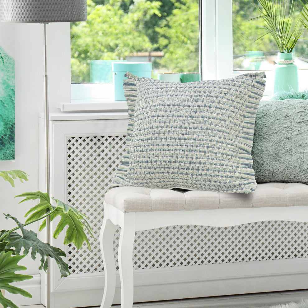 Interwoven Coastal Delight Fringed Throw Pillow