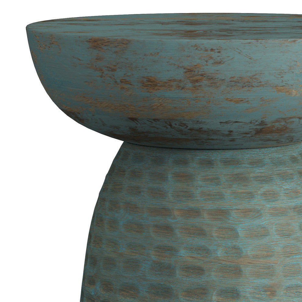 Boyd SOLID MANGO WOOD Wooden Accent Table, Teal Wash