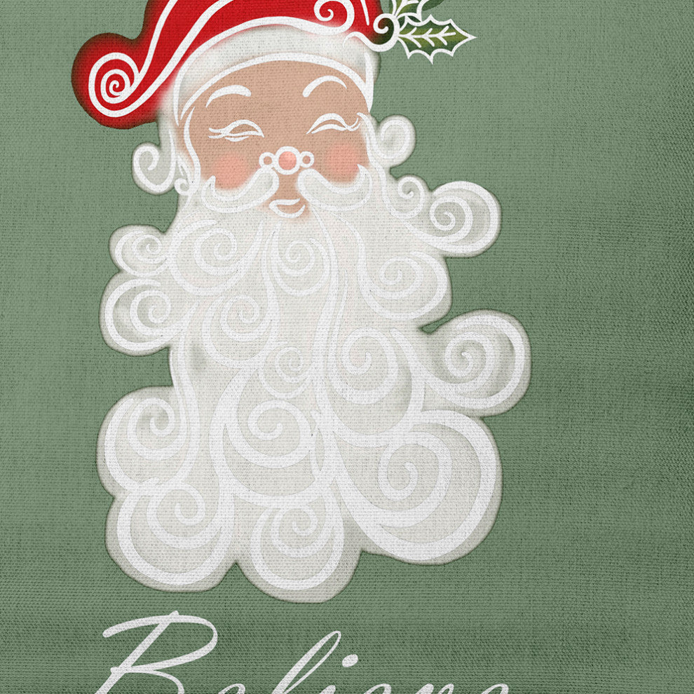 Believe in Santa Decorative Throw Pillow, Sage Green, 16"x16"