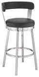 Benzara BM283293 Bar Height Swivel Stool, Steel Legs, Vegan Faux Leather, Black