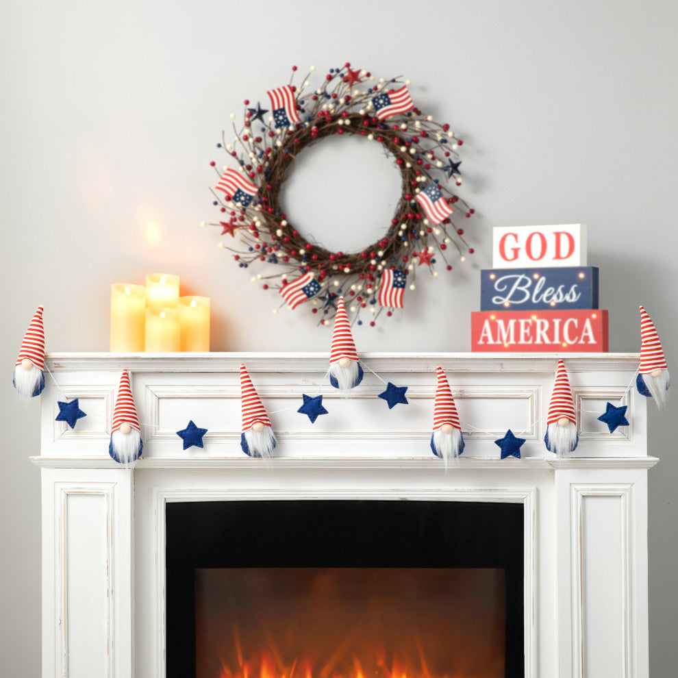 6' Fabric Patriotic Gnome Garland