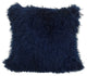 HomeRoots 20" Navy Blue Genuine Tibetan Lamb Fur Pillow With Microsuede Backing