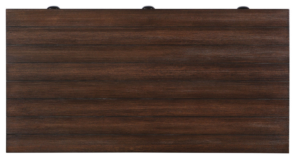 Benzara BM251321 Writing Desk With 3 Drawers and Plank Details, Brown
