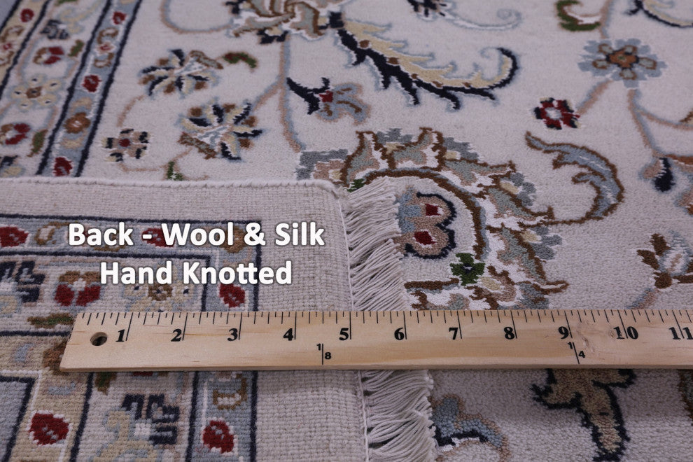 8' 11" X 12' 2" Persian Nain Hand-Knotted Wool & Silk Rug - Q14764