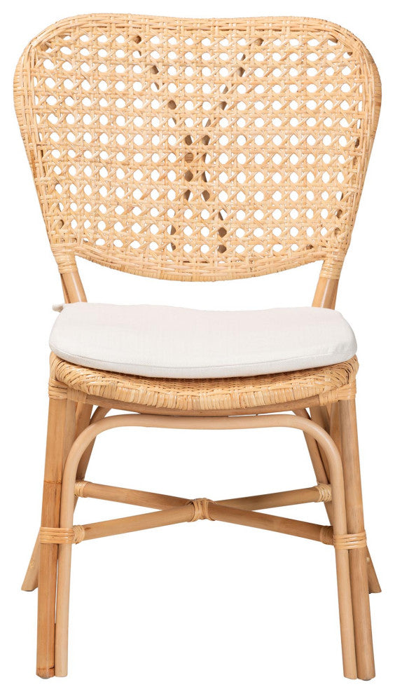 Mindy Modern Bohemian Natural Brown Finished Rattan Dining Chair