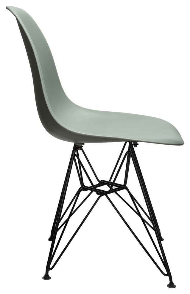 Nature Series DSR Mid-Century Dining Chair, Black Steel Leg, Moss Gray