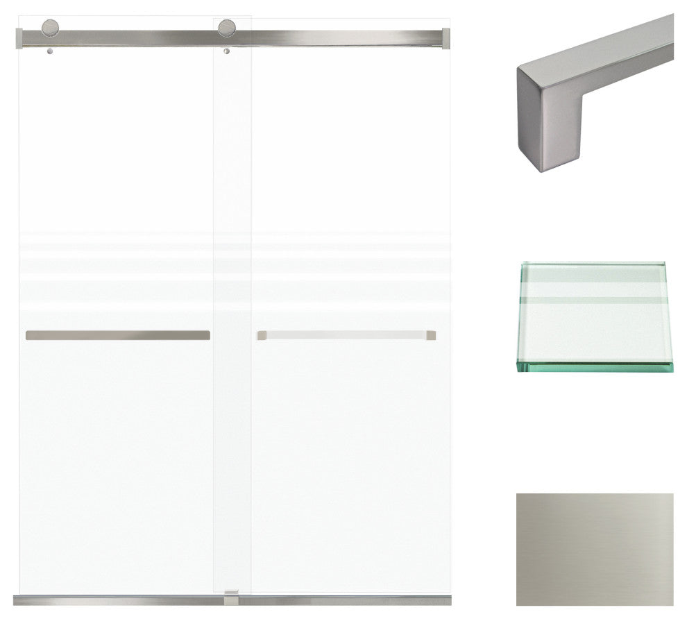 Transolid Brianna 60" W x 80" H Frameless Sliding Shower Door, Brushed Stainless