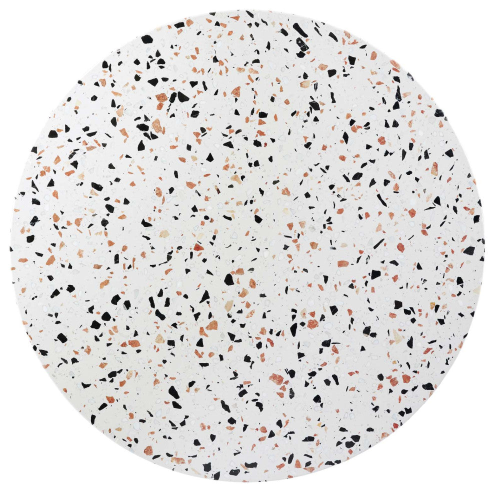40" Dining Table, Round, White Gold, Metal, Modern Cafe Bistro Hospitality