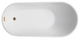 Vanity Art Freestanding Acrylic Soaking Bathtub, White/Titanium Gold, 55"