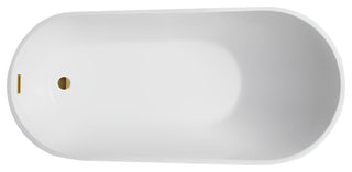 Vanity Art Freestanding Acrylic Soaking Bathtub, White/Titanium Gold, 55"