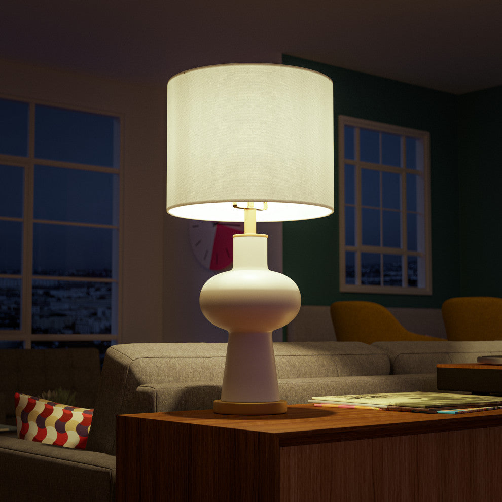 Kenroy 34343WH 1-Light Table Lamp, Saul