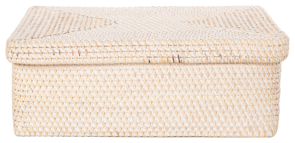 Loma Rattan Storage Box and Shelf Storage Basket, Latte - White Wash