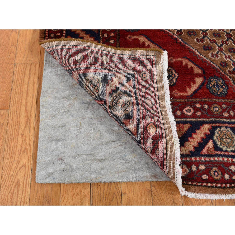 Saddle Brown New Persian Serab Pure Wool Hand Knotted Runner Rug 5' x 9'6"