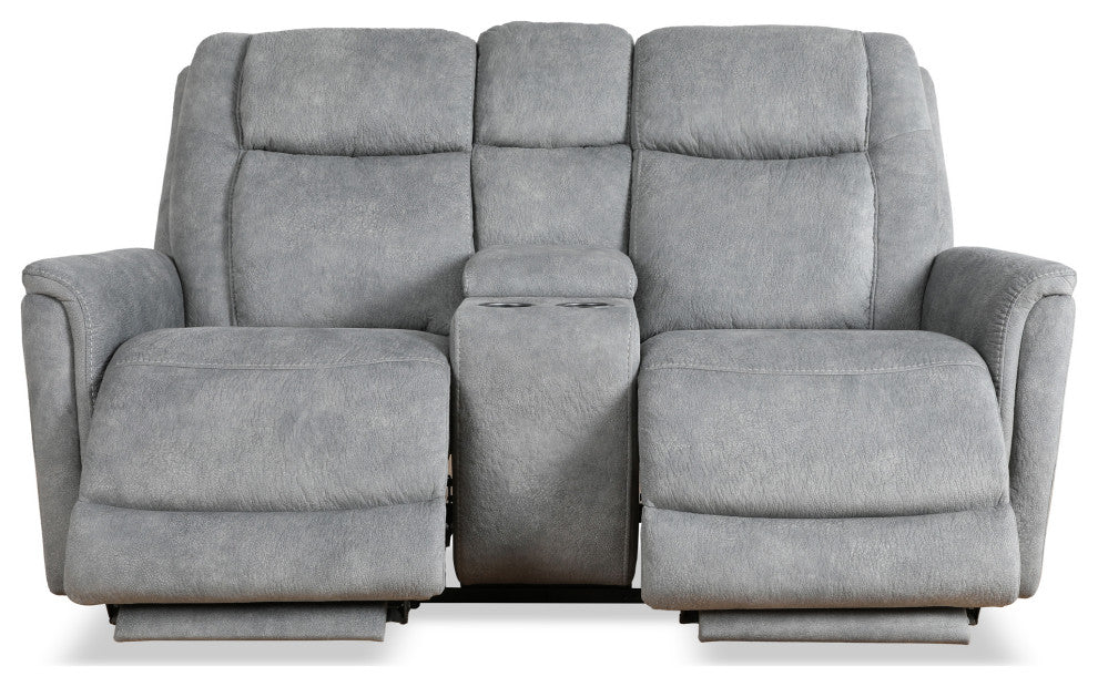 Linus Hudson Grey Power Reclining Sofa and Recliner