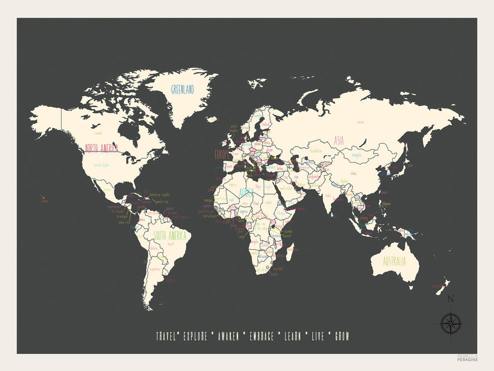 Vintage-Style Personalized World Travel Map Wall Art Poster