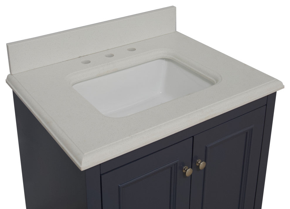 Nantucket 30" Bathroom Vanity, Marine Gray, Quartz