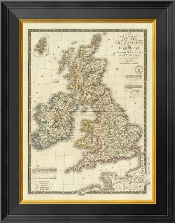 "Iles Britanniques, 1828" Framed Canvas Giclee by Adrien Hubert Brue, 16x20"