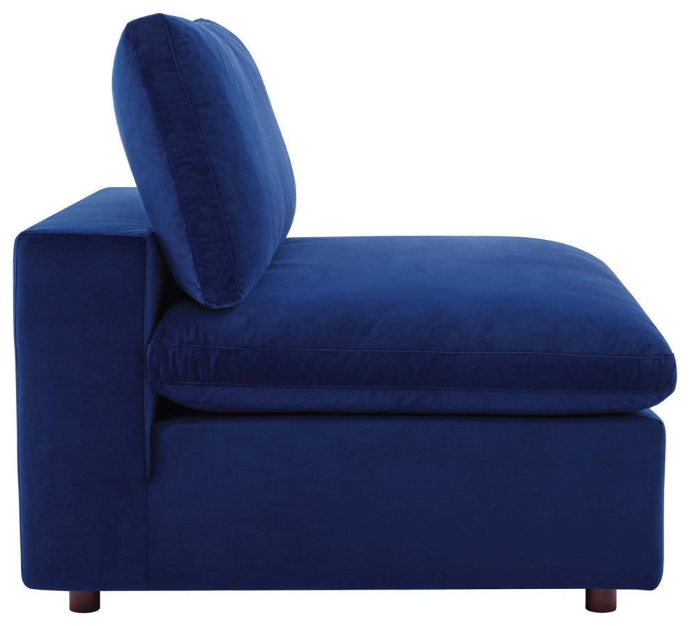 Commix Down Filled Overstuffed Performance Velvet 3-Seater Sofa Navy