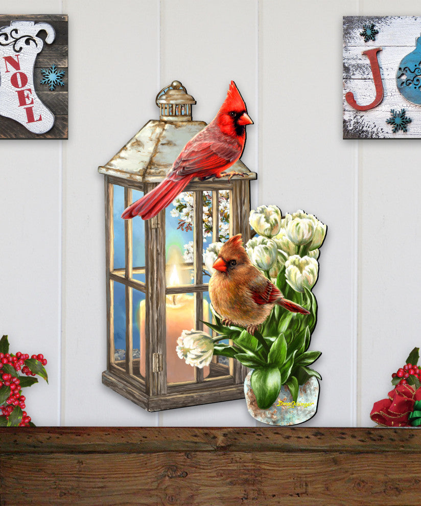 Lantern Cardinals Holiday Door Decor