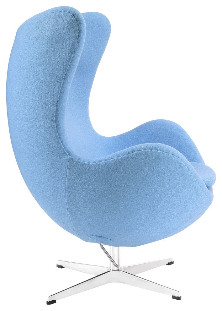 Modern Contemporary Living Room Wool Lounge Chair Blue