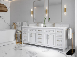 Cambridge 84 Double Sink Bath Vanity in Coventry Gray 2" White Quartz