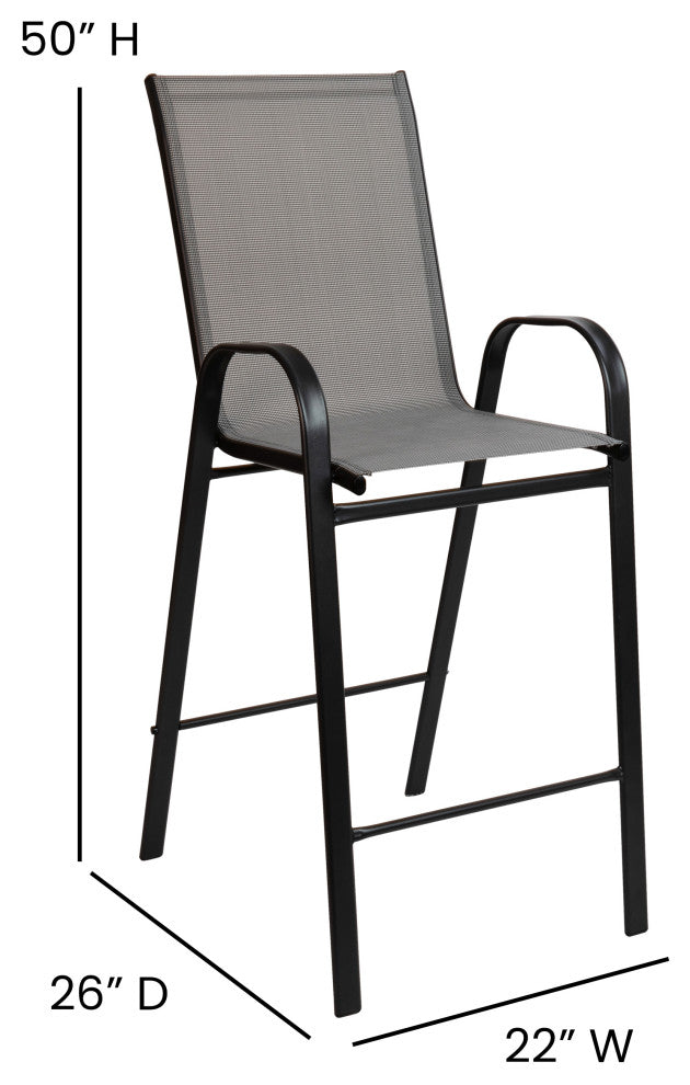 Brazos Series Stackable Outdoor Barstools Set of 2, Gray
