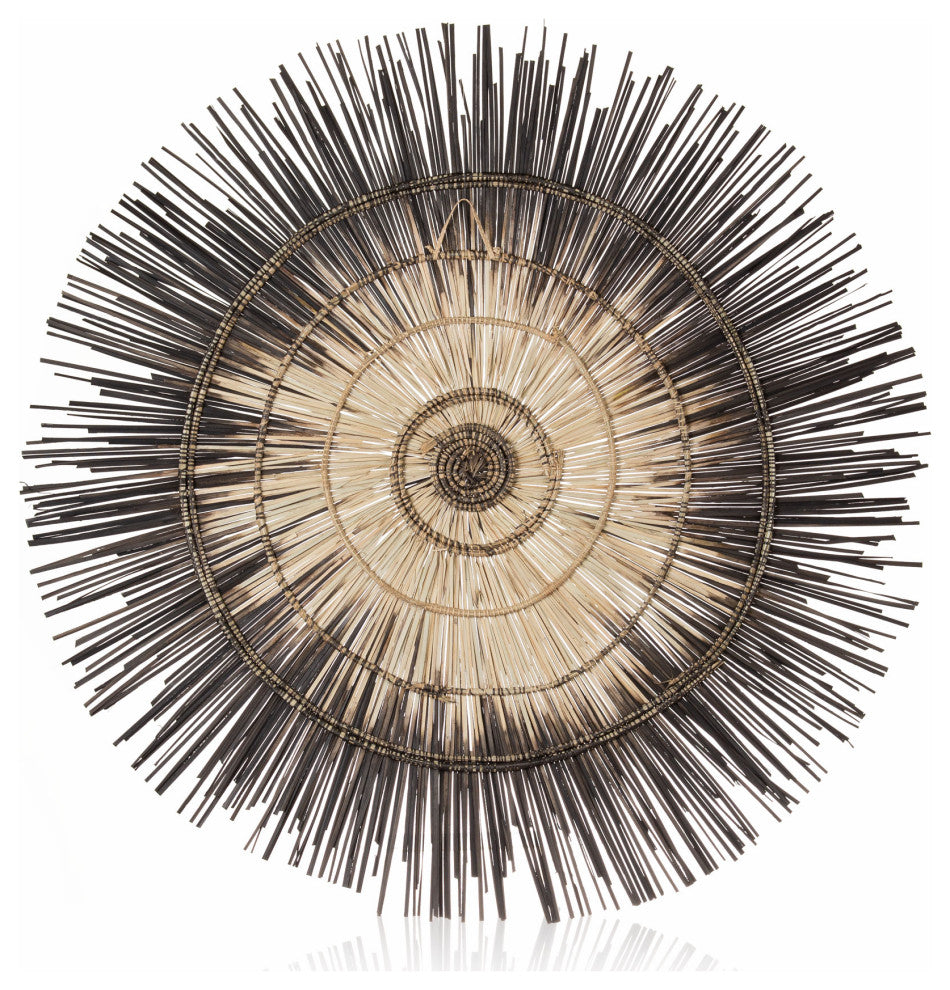 Global Crafts Sun Circle Wall Decor, Artisan Crafted, Malawi, Charcoal Burst