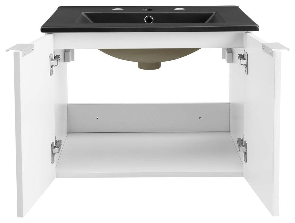 Maybelle 24" Wall-Mount Bathroom Vanity White Black