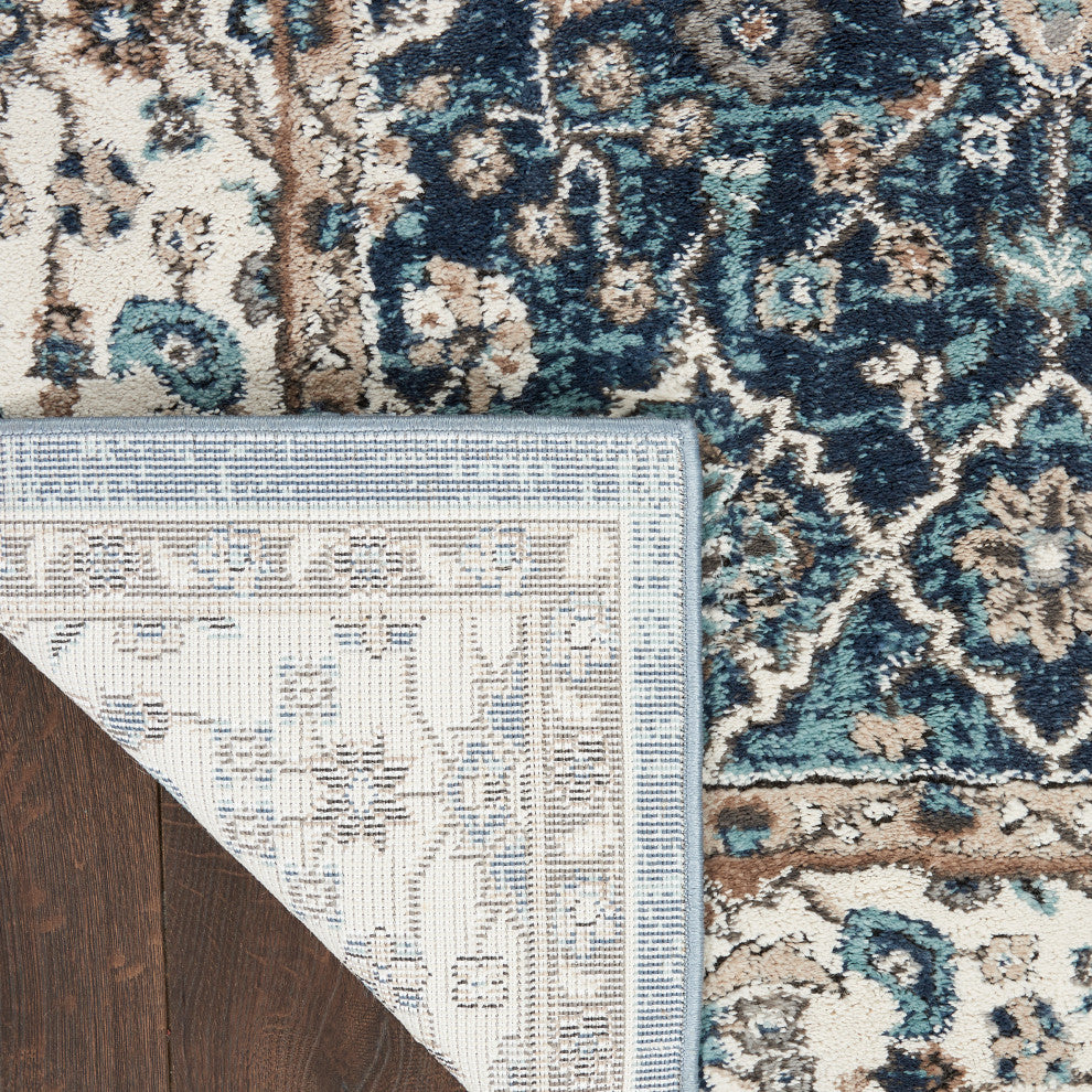 Nourison American Manor 5'3" x 7'3" Blue/Ivory Bordered Indoor Rug, Blue/Ivory, 8' Runner, Bordered