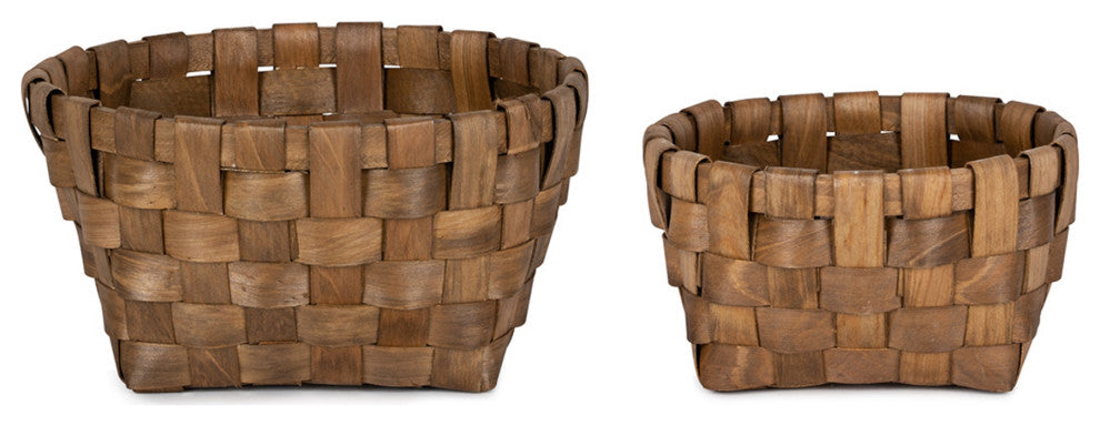 Basket, 2-Piece Set, 8.5"Lx4.5"H, 11"Lx5.5"H Wood