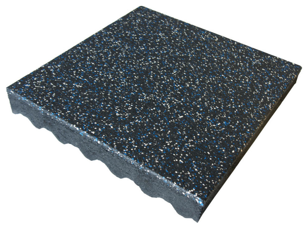 Eco-Safety Interlocking Tiles 3", Blue/White Speckled, 150-Pk