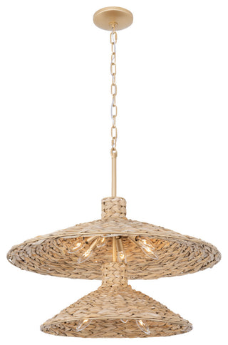 Varaluz 502P09 Hilton Head 9 Light 26"W Pendant - French Gold / Natural