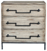 Uttermost Jory 3-Drawer Wood and Metal Accent Chest in Aged Ivory and Black
