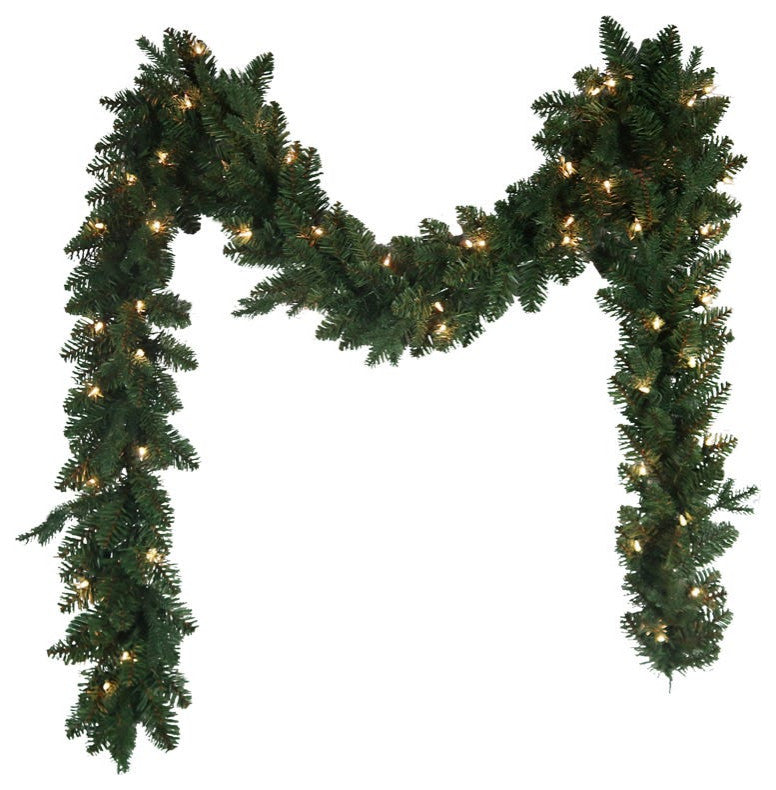 Kurt Adler 9' Pre-Lit Clear Incandescent Jackson Pine Garland