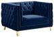 Michelle Fabric Upholstered Chair, Gold Iron Legs, Navy, Velvet, Chair