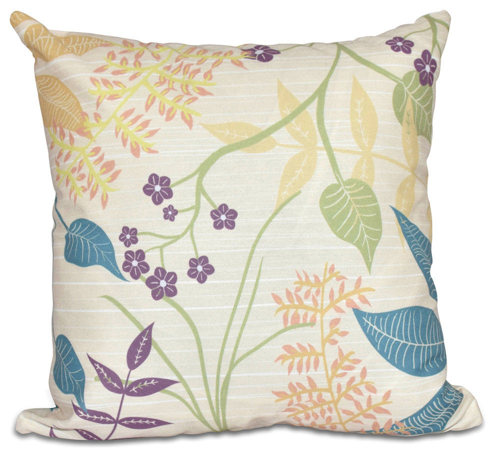 Botanical, Floral Print Pillow, Gold, 26"x26"