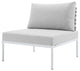 Lounge Sectional Sofa Chair Table Set, Sunbrella, Aluminum, Gray, Outdoor